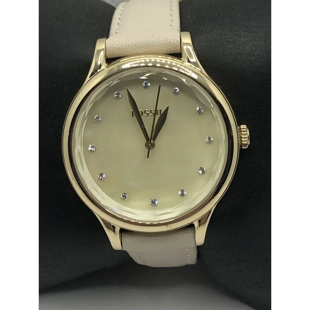 Fossil BQ3391 Women's White Leather Analog Dial Quartz Genuine Wrist Watch OP650